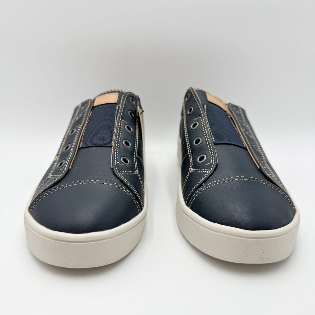Spenco Womens Malibu Lux Casual Sneakers Size 10 Ink Blue Leather Slip On NIB