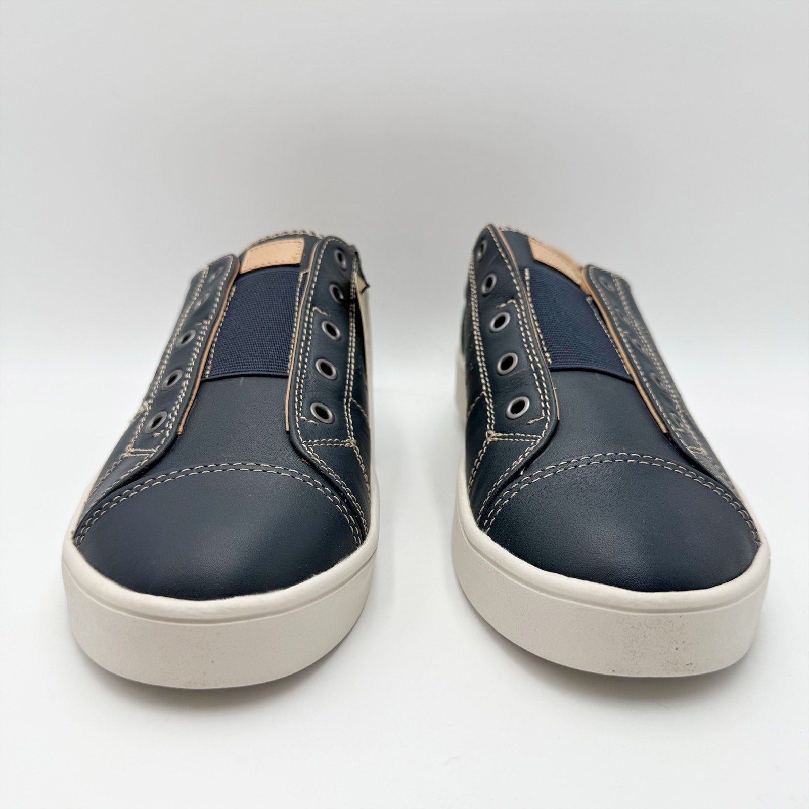 Spenco Womens Malibu Lux Casual Sneakers Size 10 Ink Blue Leather Slip On NIB