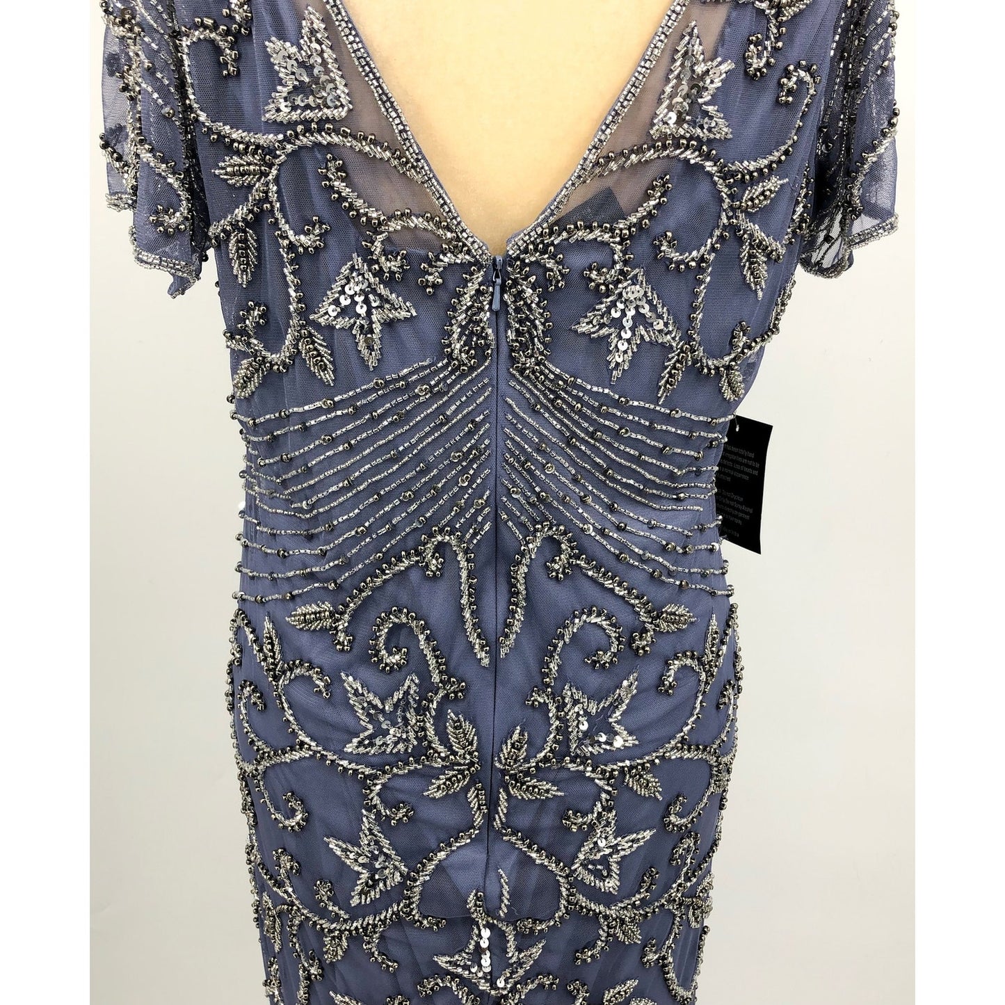 PISARRO NIGHTS Women's Beaded Column Gown Size 18 Violet Purple Short Sleeve NWT