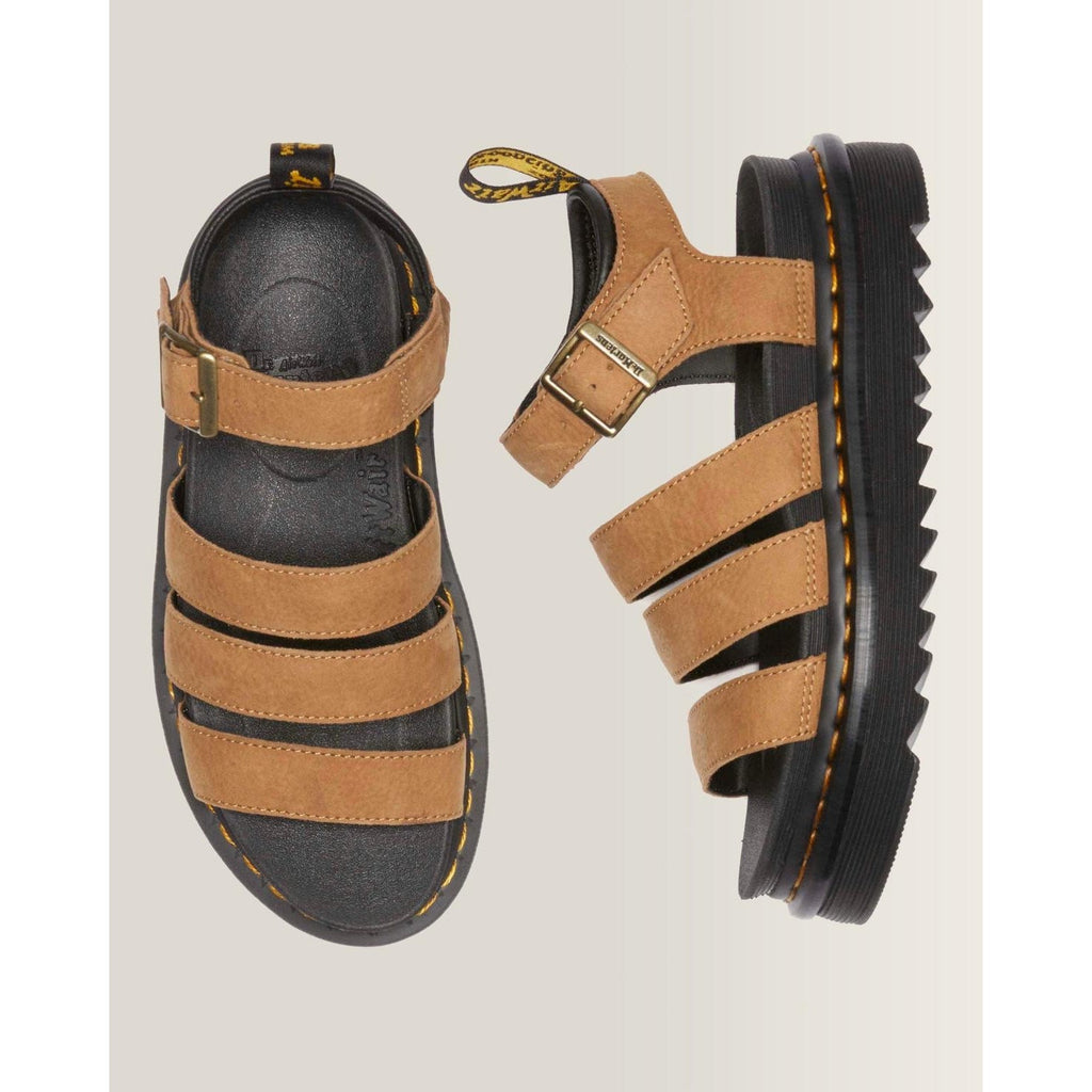 Dr Martens Womens Blaire Sandals Size 10 EU 42 Brown Desert Tumbled Nubuck NIB
