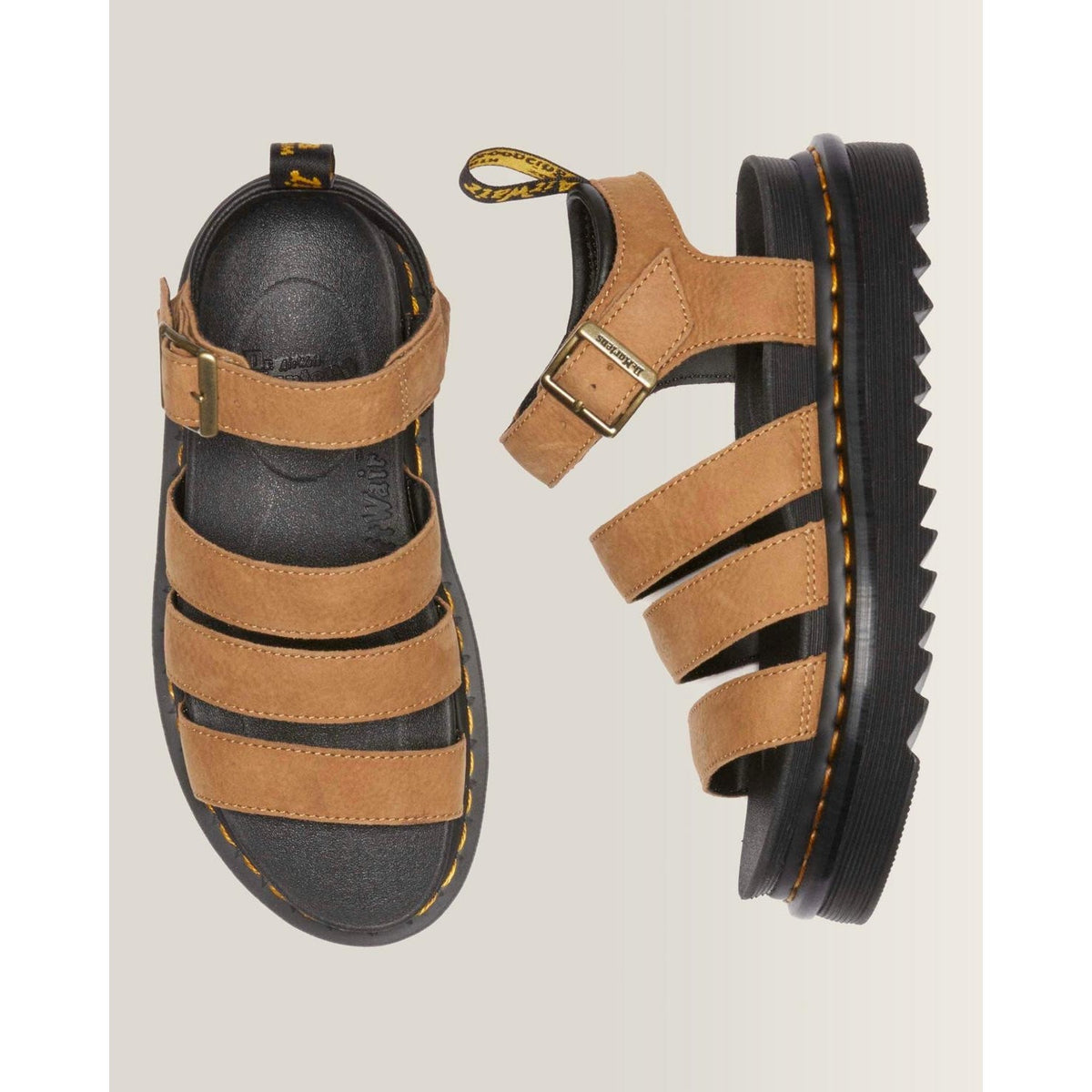 Dr Martens Womens Blaire Sandals Size 10 EU 42 Brown Desert Tumbled Nubuck NIB