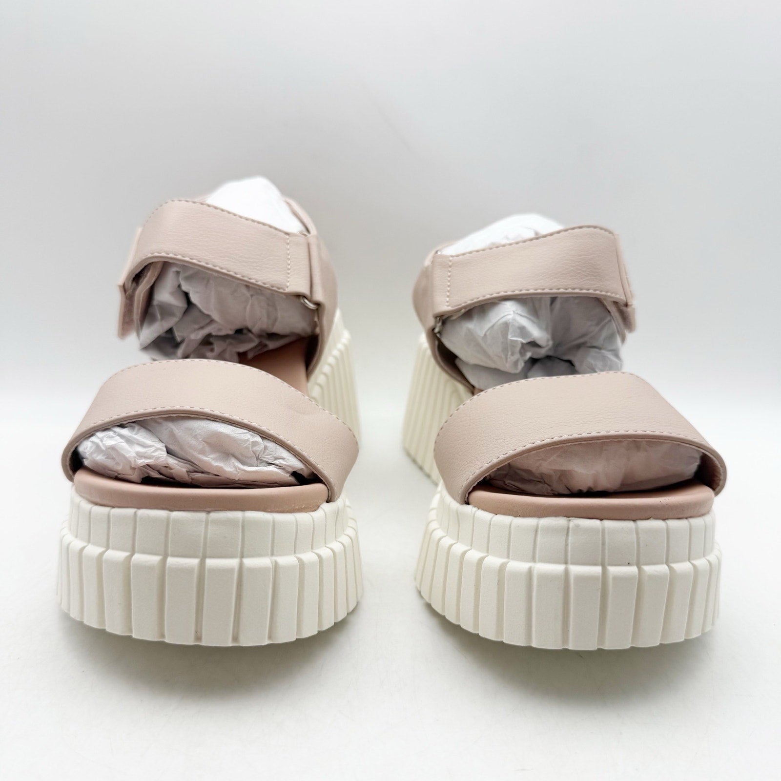 MIA Womens Yuri Wedge Sandals US 6 Taupe Beige Vegan Leather NWOB