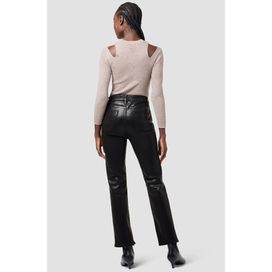 HUDSON JEANS Nico Straight Ankle Jeans Size 24 Coated Black Beauty NWT