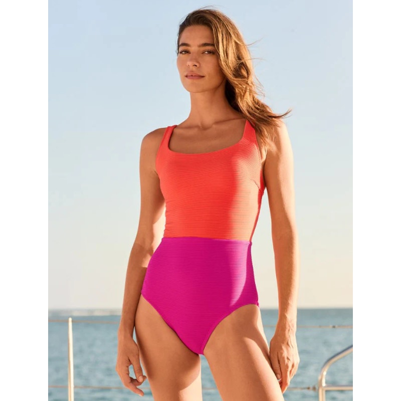 TOMMY BAHAMA Ocean Point One Piece Swimsuit Size 10 Pink Maui Colorblock NWT