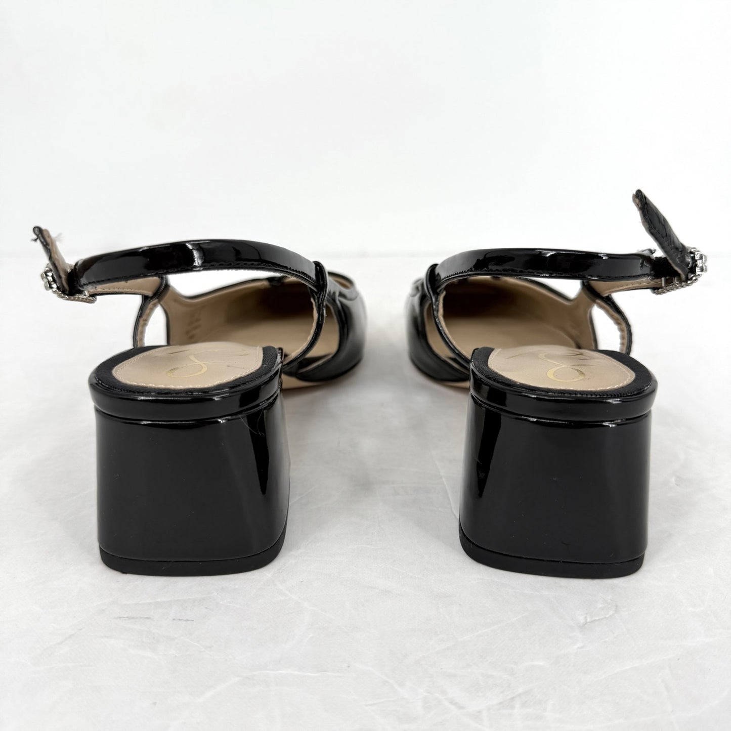 Sam Edelman Womens Tarra Slingback Pumps US 6 M Tan Black Vegan Patent NIB