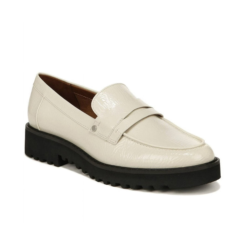 Franco Sarto Womens Cassandra Loafers US 7.5 Cream Vegan Patent Leather NIB