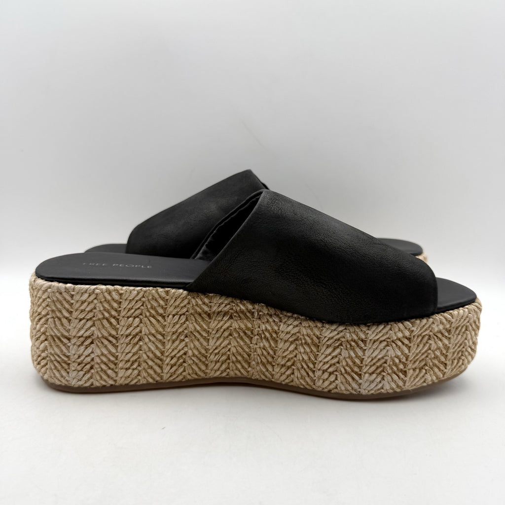 Free People Womens Harbor Flatform Sandals SIZE 9 EU 39 Black Leather NWOB