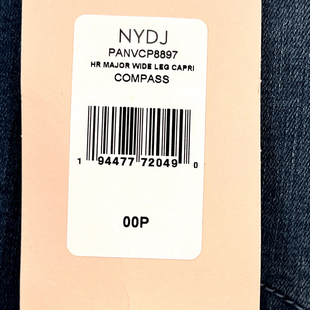 NYDJ Womens Cool Embrace Major Wide Leg Capri Jeans 00 PETITE Compass Blue NWT