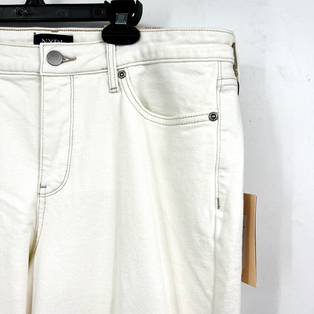 NYDJ Women's Teresa Wide Leg Jeans Size 12 Winter White Stretch 1.5'' Hem NWT