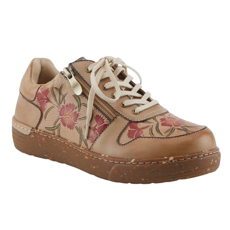 L'Artiste Womens Sincerity Sneakers EU 42 US 10.5-11 Beige Floral Leather NWOB