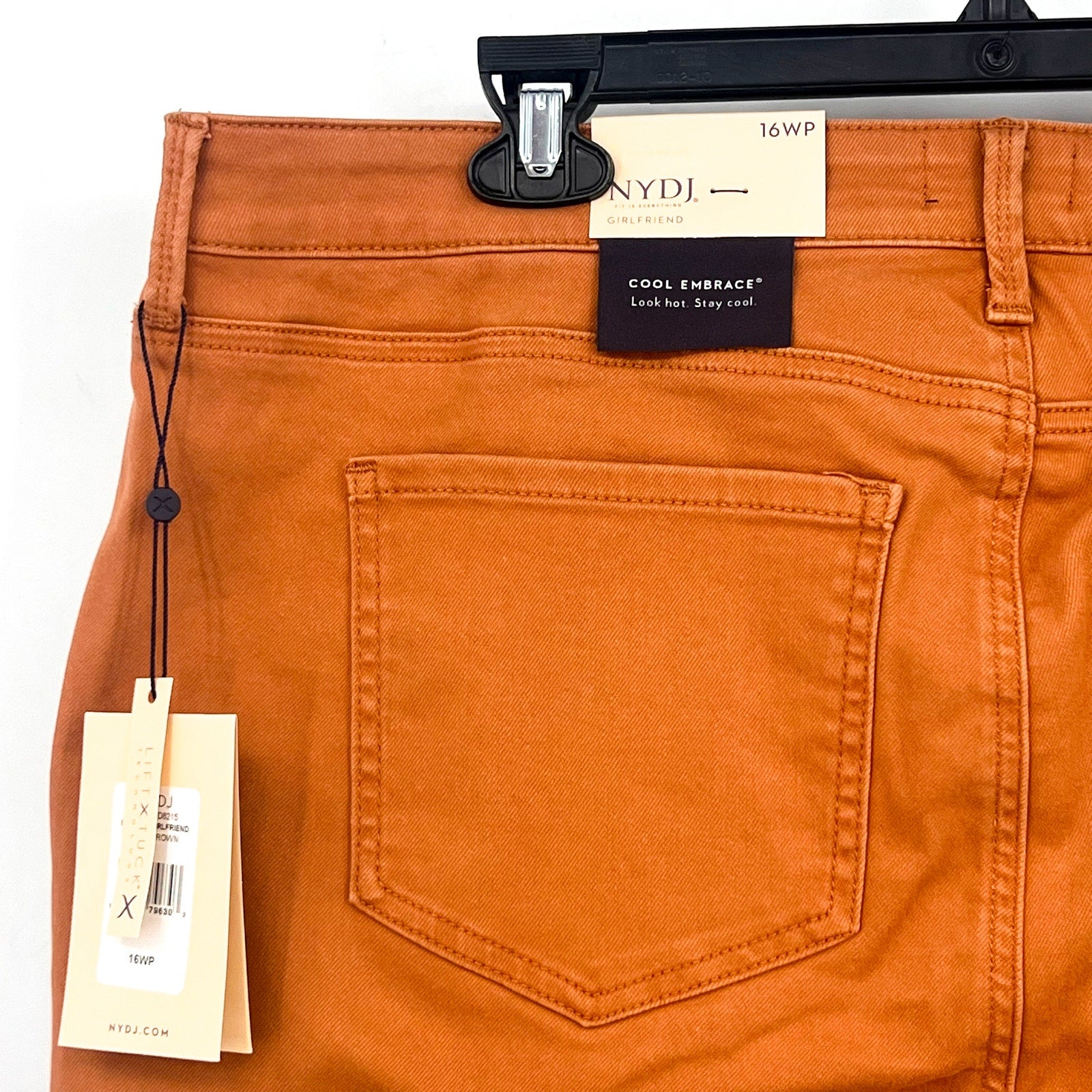 NYDJ Womens Margot Girlfriend Jeans Size 16W PETITE Rust Brown Straight Leg NWT