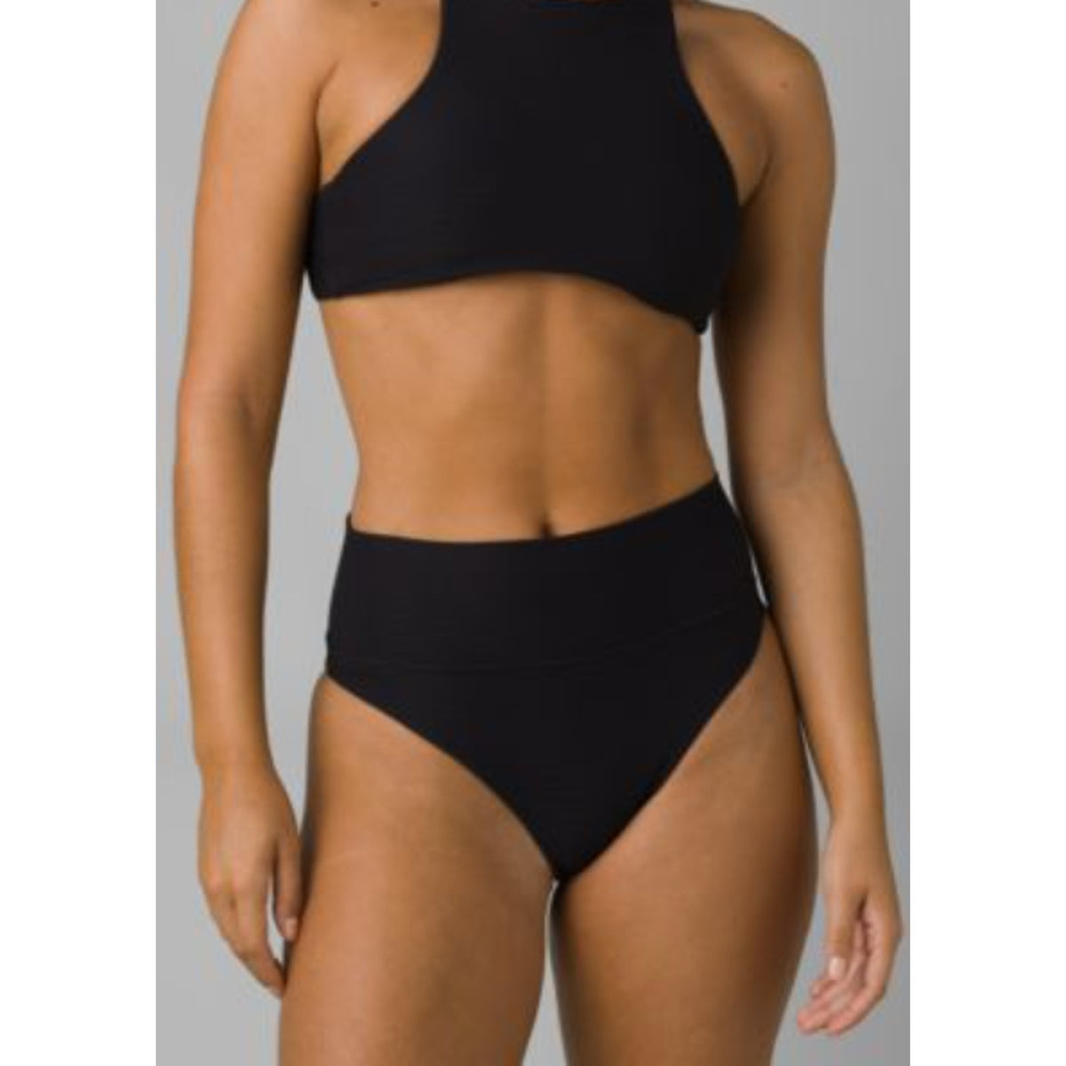 PRANA Women's Aurelia Bikini Bottom XL Black Ottoman High Waist Swim NWT