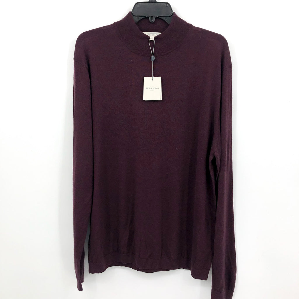 JACK VICTOR Mens Beaudry Sweater XL Plum Purple Wool Silk Cashmere Mock Neck NWT
