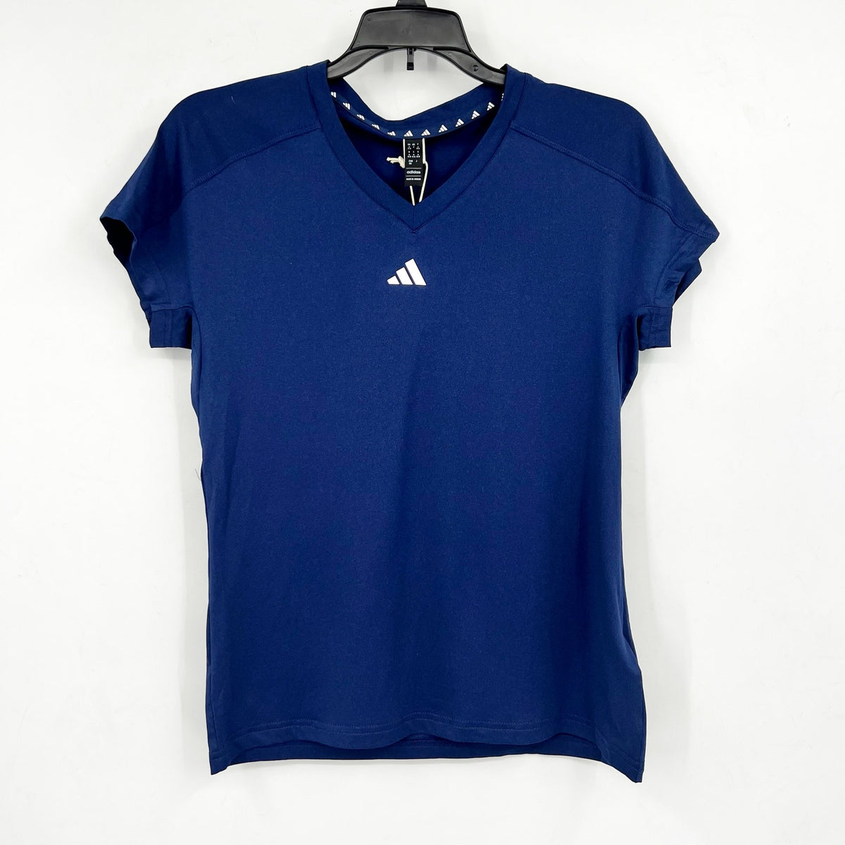 ADIDAS Women's Train Essentials V-Neck Tshirt Medium Dark Blue Short Sleeve NWT