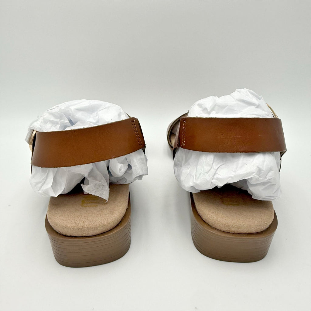 Munro Womens Cleo Double Strap Sandals Size 6.5 M Saddle Brown Leather NIB