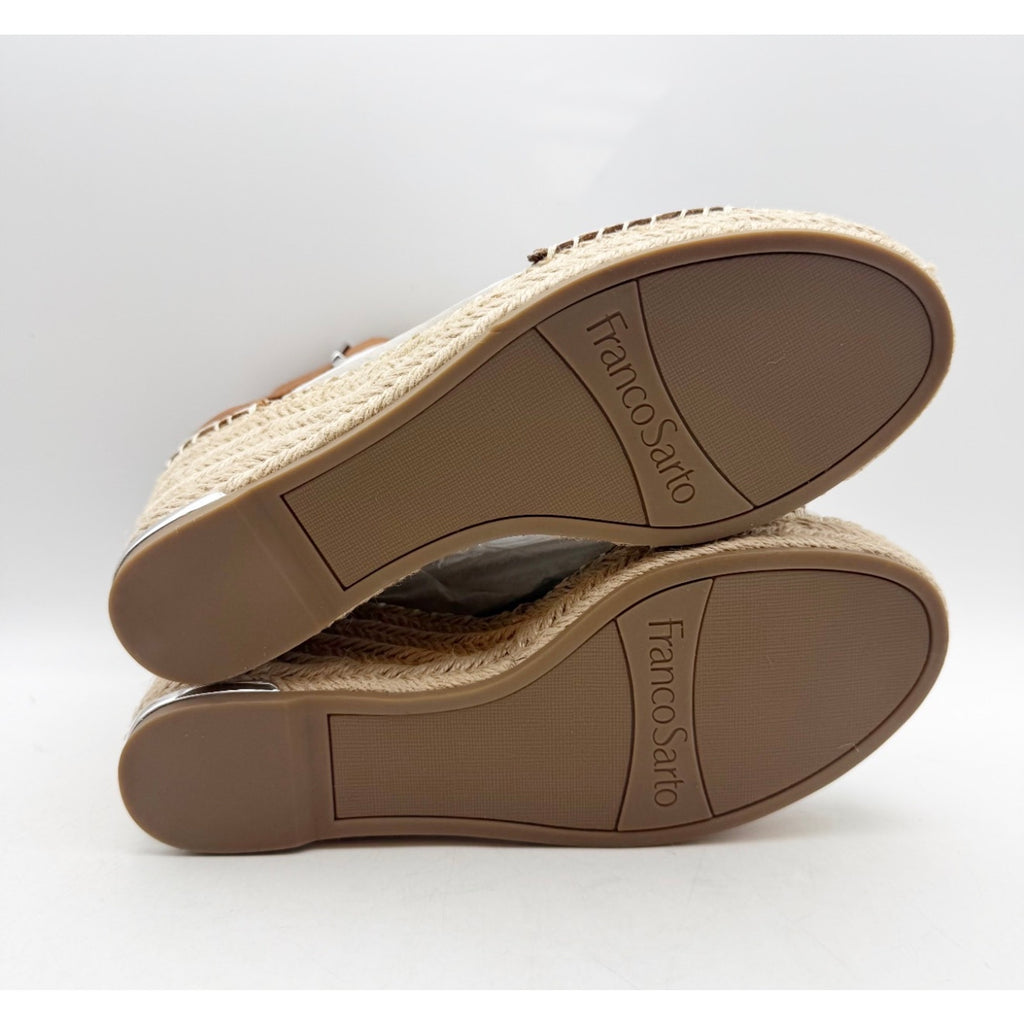 Franco Sarto Women's Clemens Raffia Espadrille Wedge Sandals US 6.5 M Brown NWOB