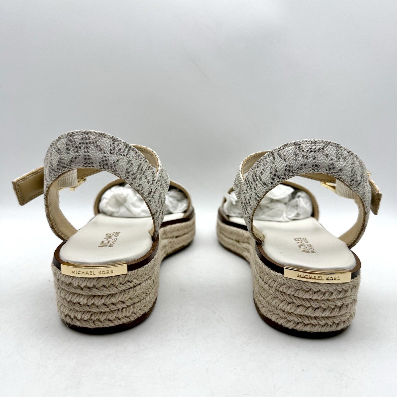 Michael Kors Womens Richie Espadrille Platform Wedge Sandals US 5.5 White NIB