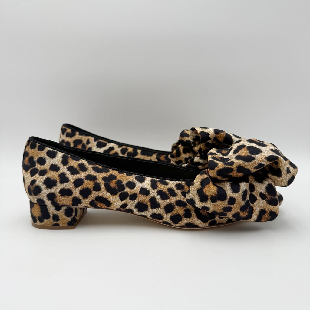 Loeffler Randall Womens Noa Heels Size 9.5 B Black Brown Leopard Bow NIB