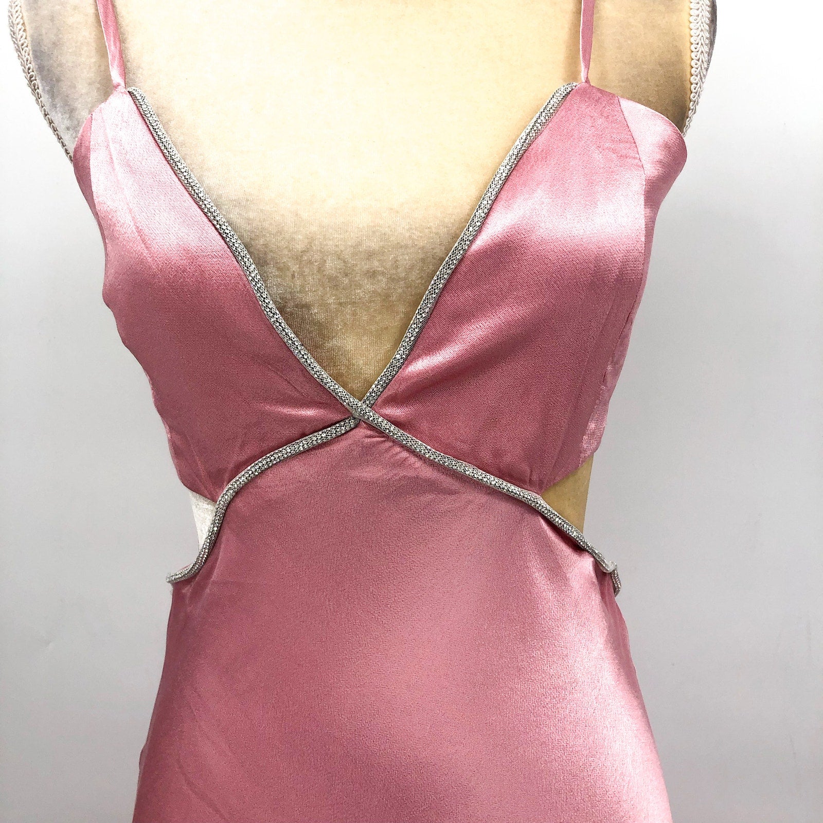 BARDOT Women's Rome Diamonte Slip Dress XXL Size 12 Blush Pink NWT