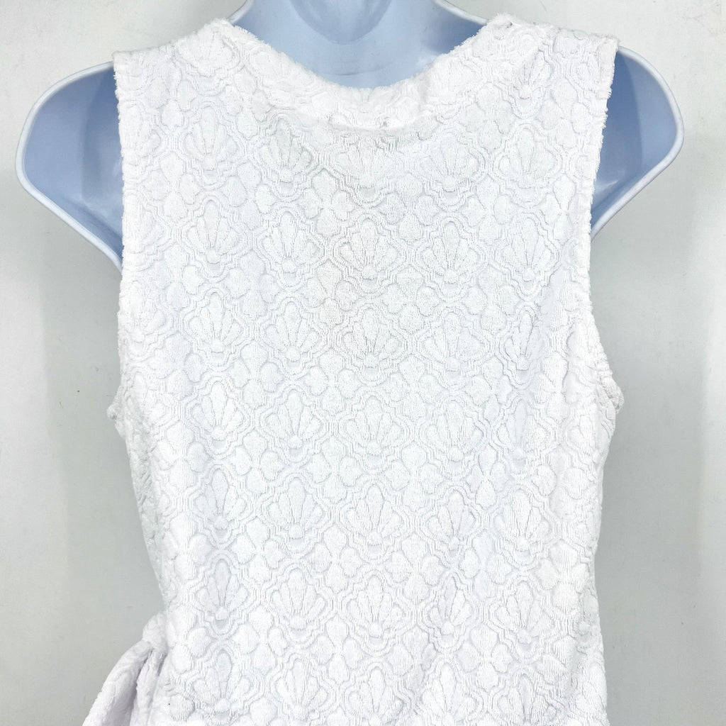 TOMMY BAHAMA Terry Romper Cover Up Medium White Side Tie Textured Spa NWT