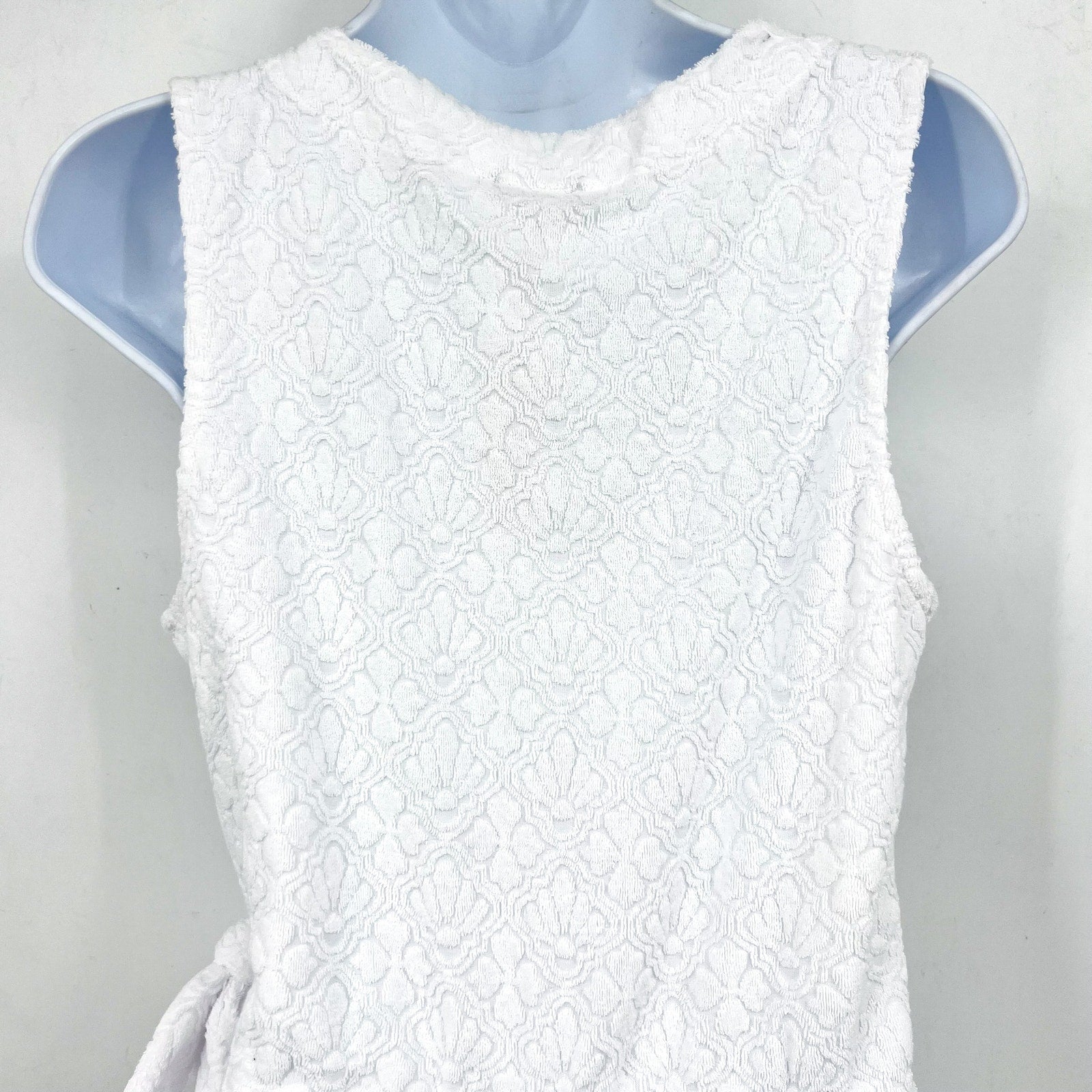 TOMMY BAHAMA Terry Romper Cover Up Medium White Side Tie Textured Spa NWT