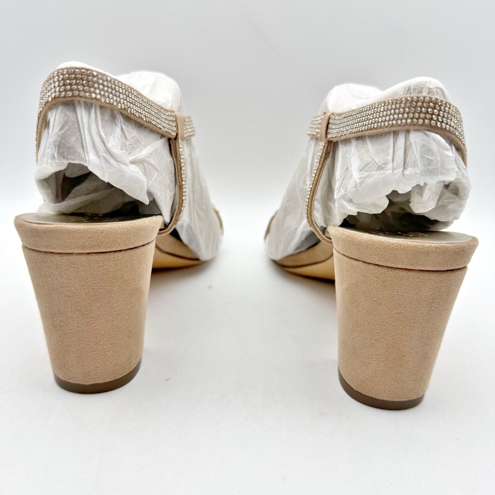 Naturalizer Womens Vanessa Heel US 8.5 M EU 38.5 Beige Suede Rhinestone NIB