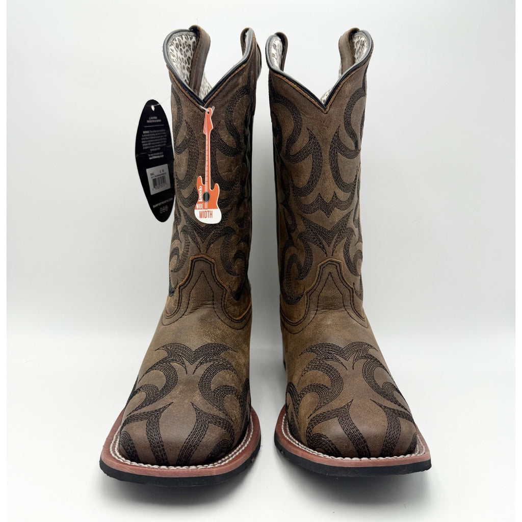 Laredo Women Sariah Cowboy Boot US 8 Wide Brown Leather Embroidered Mid Calf NIB