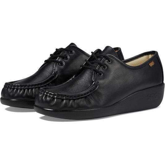SAS Womens Bounce Lace Up Moc Shoes US 9.5 M Black Leather NWOB