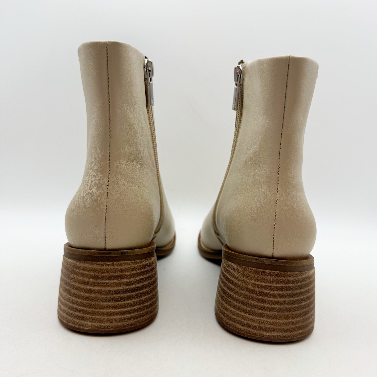 Lucky Brand Womens Cassia Ankle Booties US 6.5 Beige Vanilla Bean Leather NIB