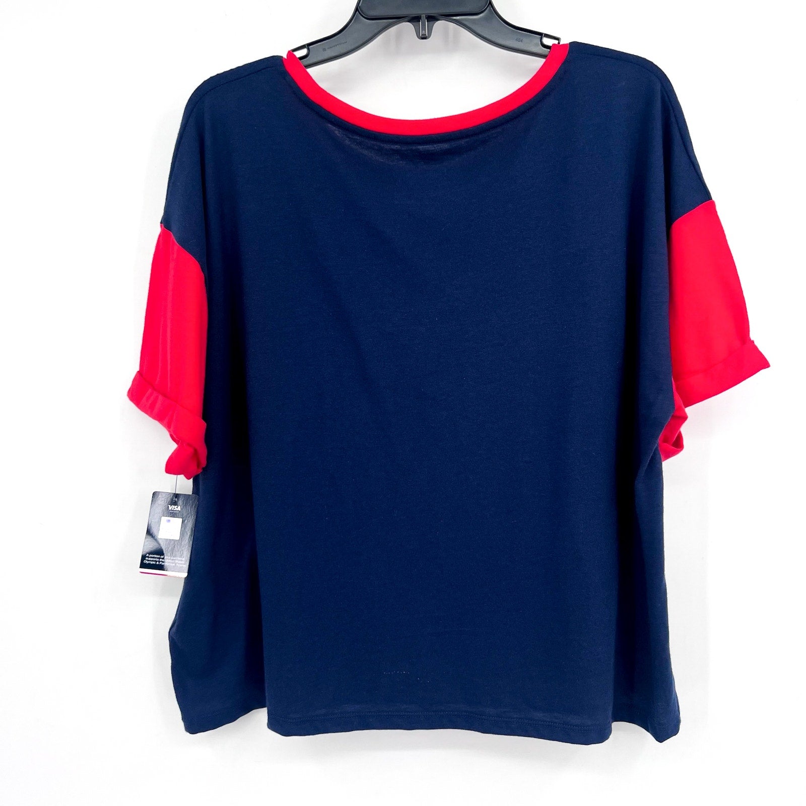 FANATICS Womens Team USA Circle Badge Cropped T-Shirt XXL Navy Blue Red NWT