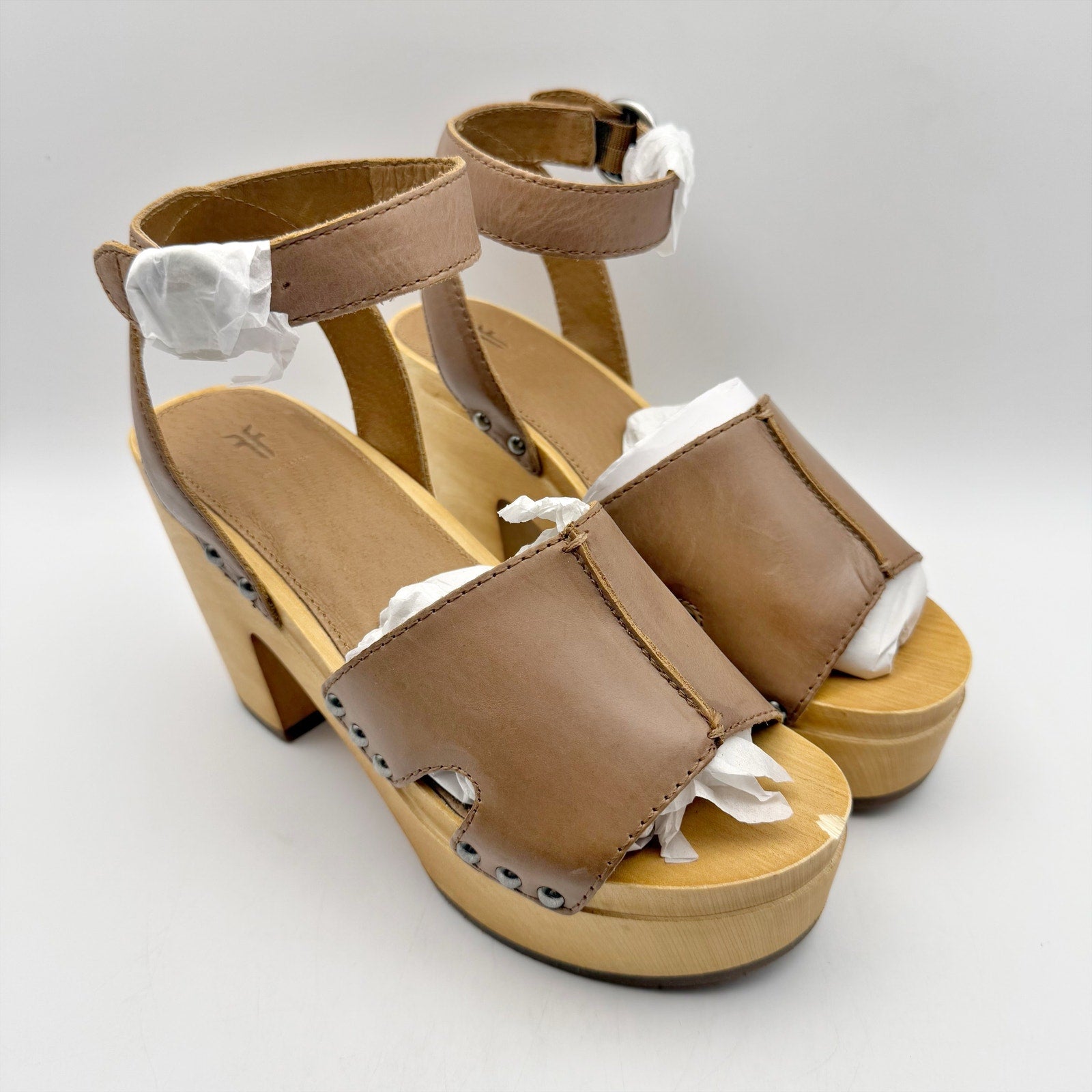 Frye Womens Zelda Seam Clog Sandals US 6.5M EU 37 Brown Leather NIB