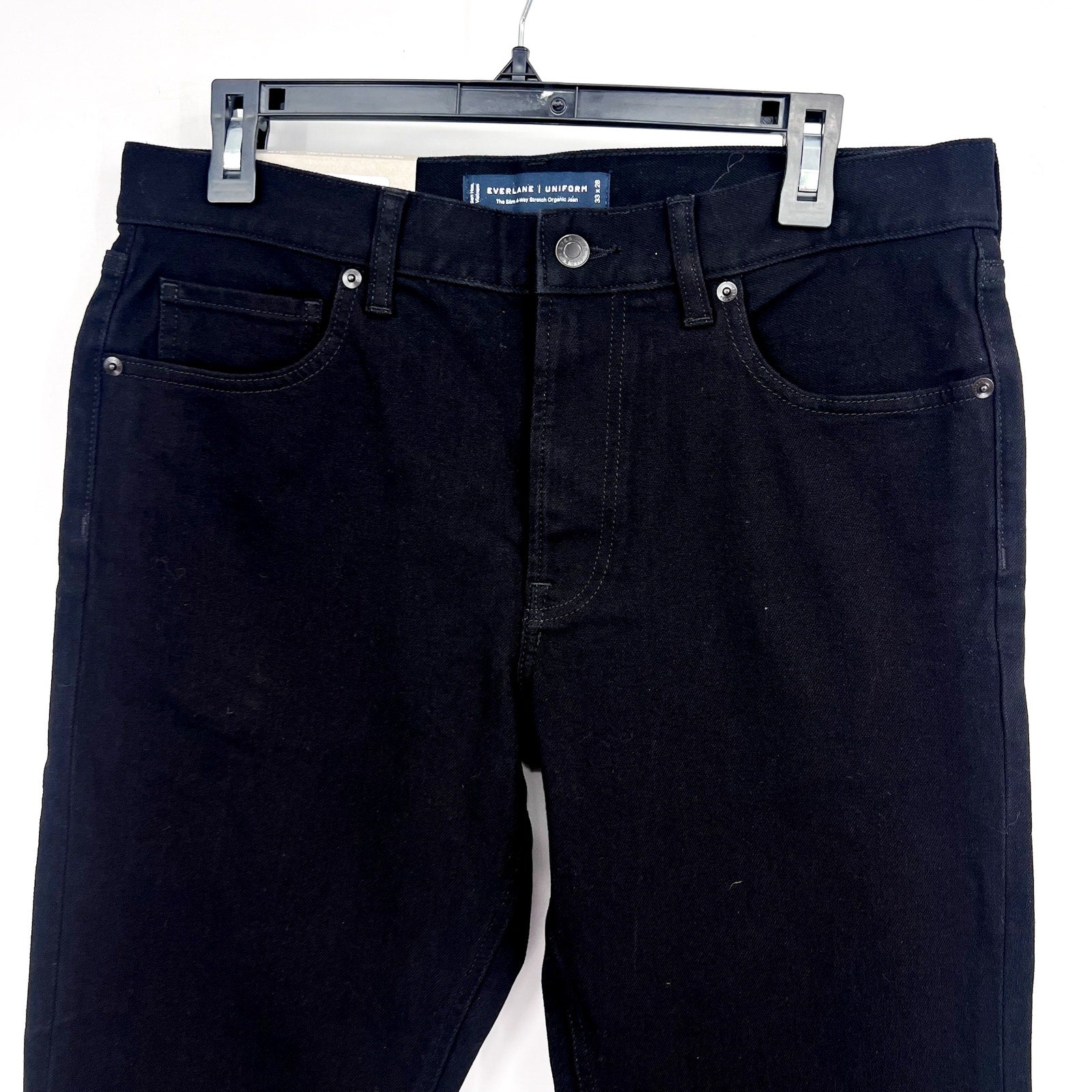 EVERLANE Men's Slim 4-Way Stretch Jeans 33x28 Black Uniform Organic Cotton NWT