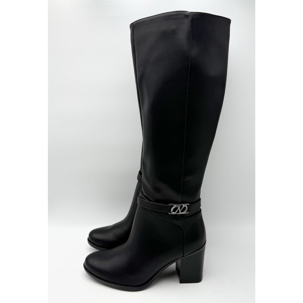 Naturalizer Womens Jane Heeled Knee High Boots Size 8 M Black Faux Leather NIB