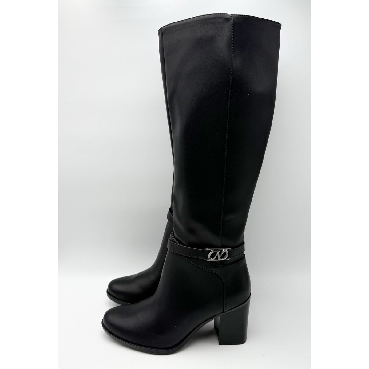 Naturalizer Womens Jane Heeled Knee High Boots Size 8 M Black Faux Leather NIB