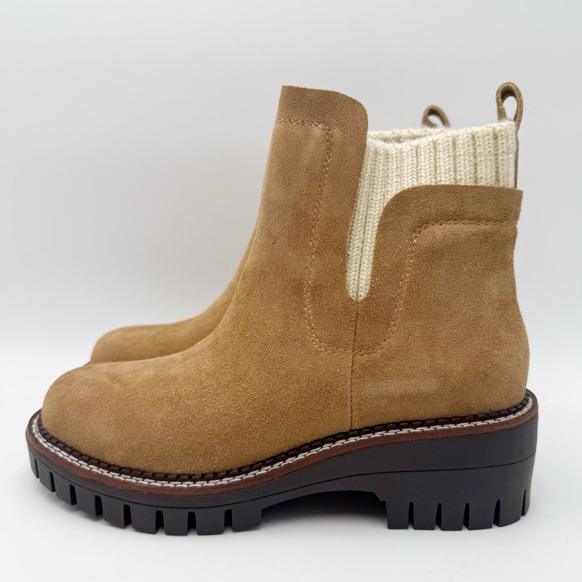 Vintage Havana Womens Everett Ankle Boots Size 5.5 Chestnut Tan Suede NIB