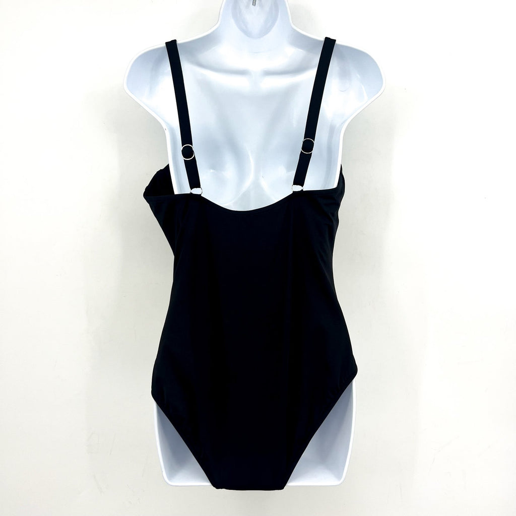SEAFOLLY Women's Ruched Underwire One Piece Swimsuit Size 6 Black Stretch NWT