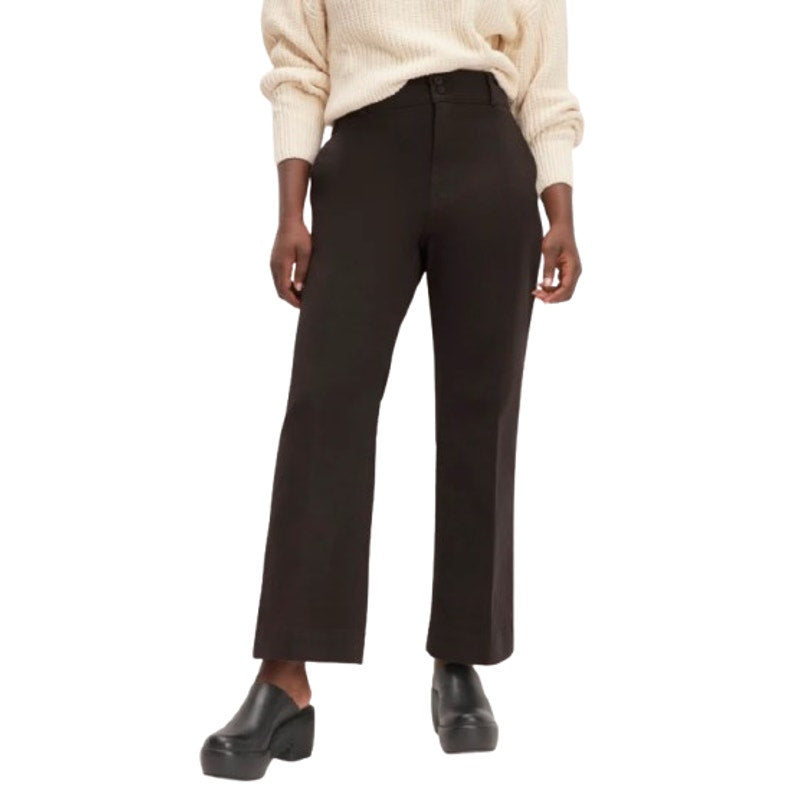 EVERLANE Women's Organic Kick Flare Pants Size 6 Black Stretch Twill NWT
