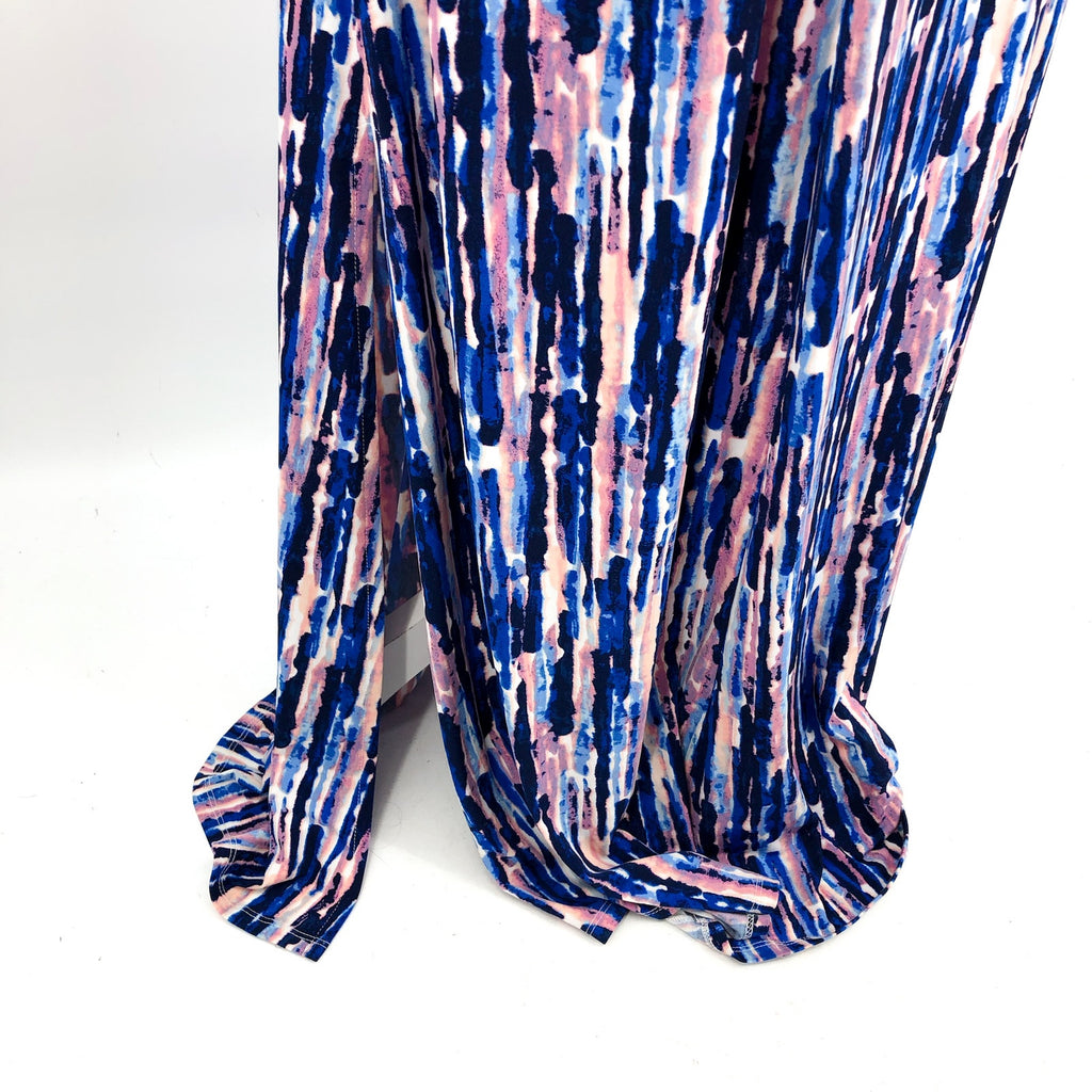 ELIZA J Keyhole Twist Maxi Dress Size 6 Blue Multi Printed Halter Neck NWT