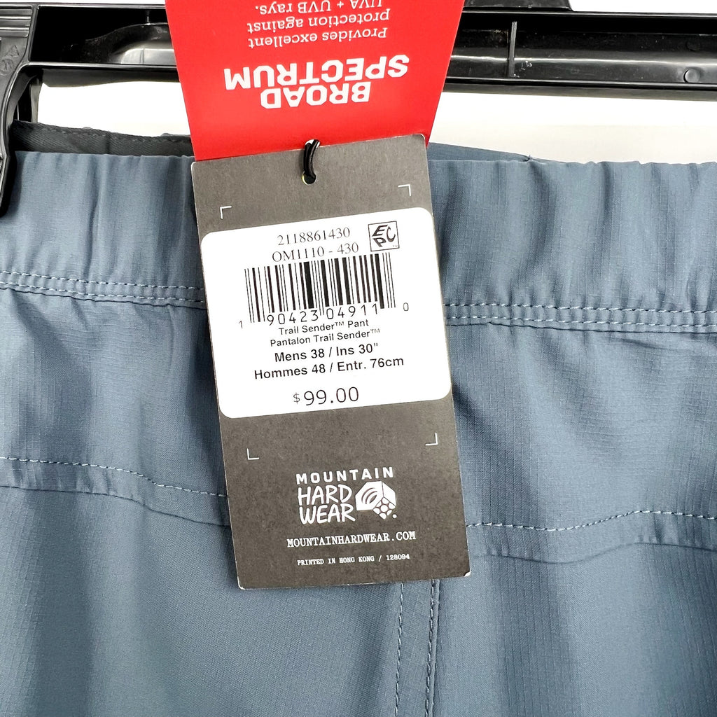 MOUNTAIN HARDWEAR Men's Trail Sender Hiking Pants 38x30 Ash Blue NWT