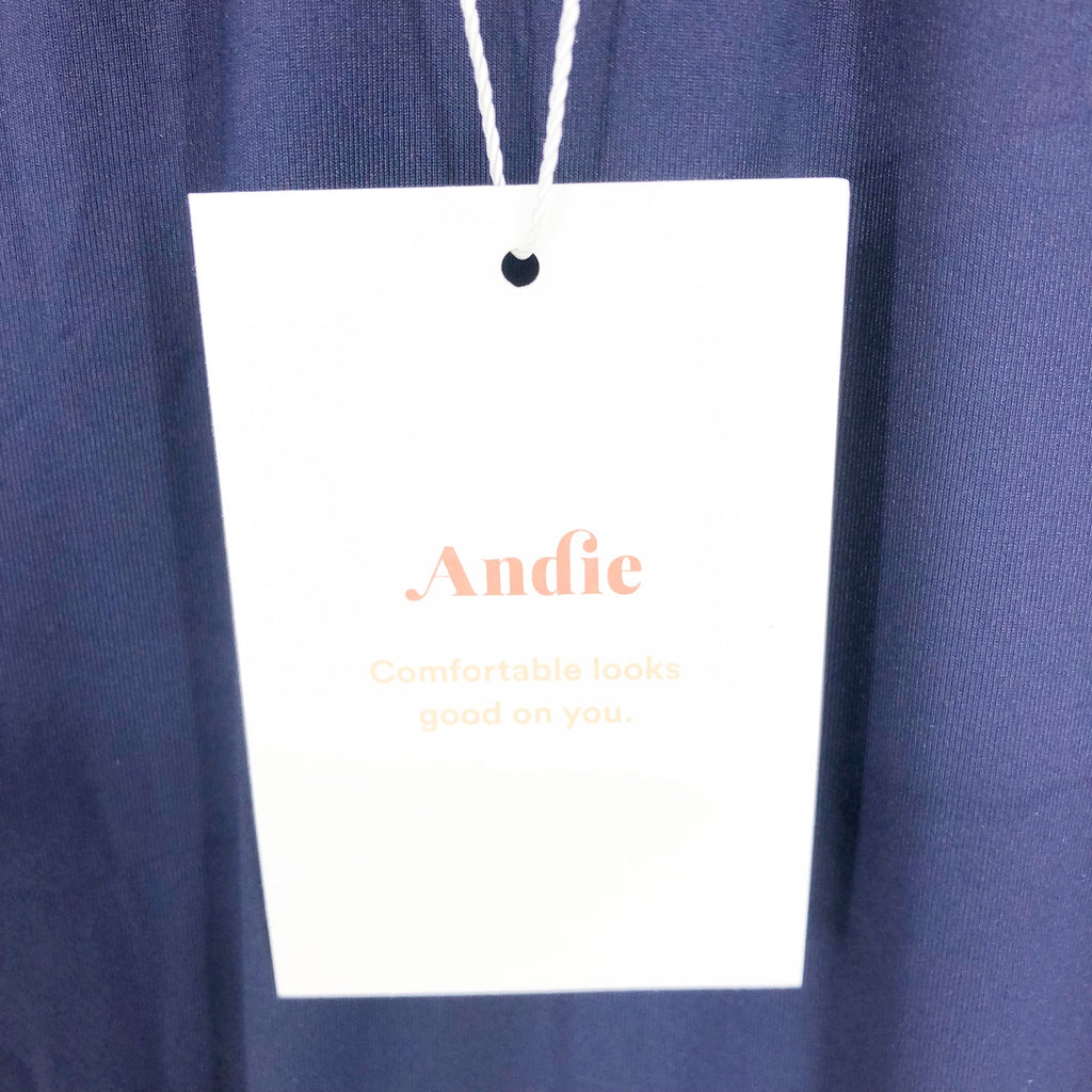 ANDIE SWIM Bali One Piece Swimsuit Medium Tall 8-10 Navy Blue Deep Plunge NWT
