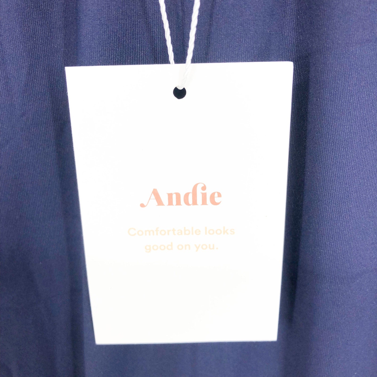 ANDIE SWIM Bali One Piece Swimsuit Medium Tall 8-10 Navy Blue Deep Plunge NWT
