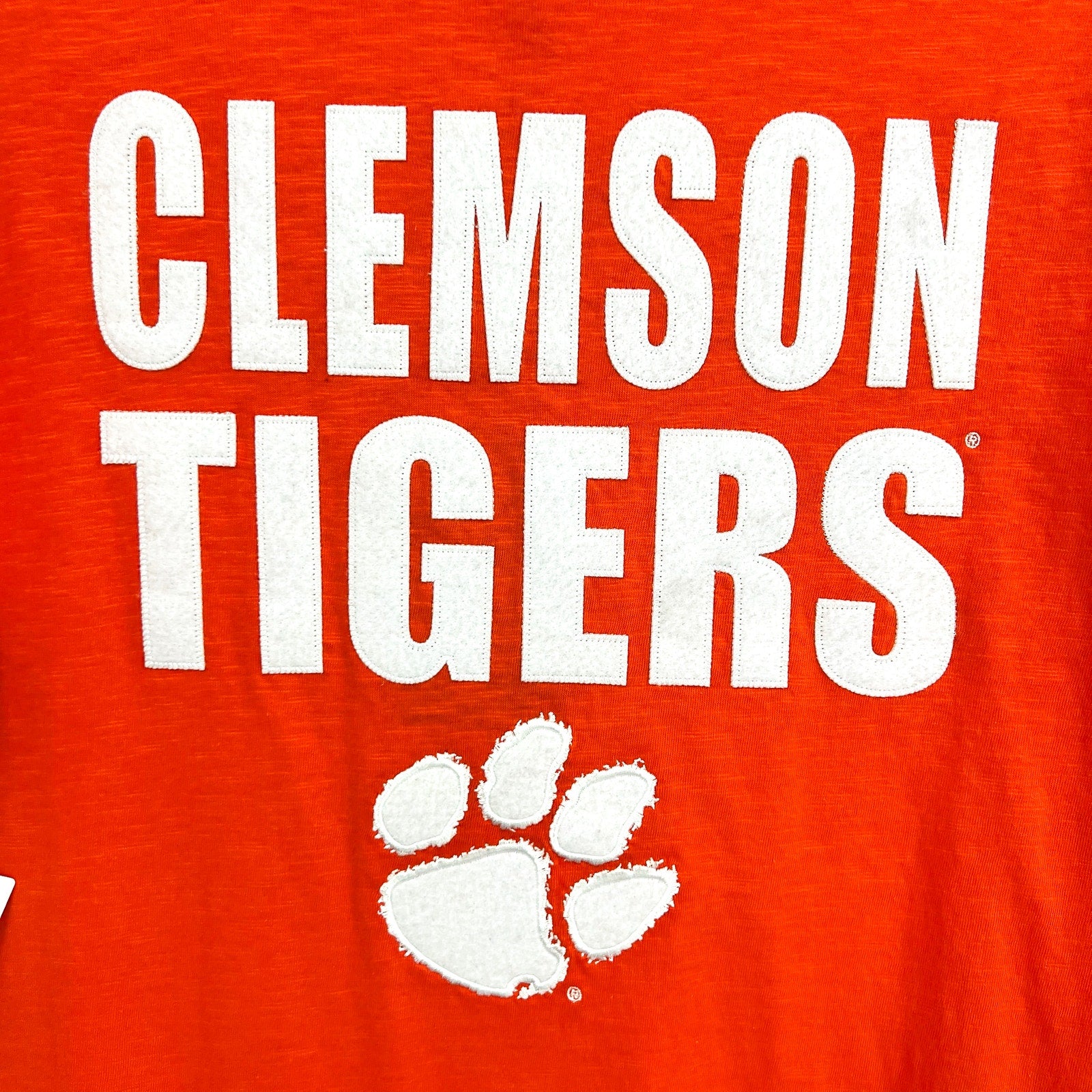 MITCHELL & NESS Mens NCAA Clemson Tigers Embroidered T-Shirt Small Orange NWT
