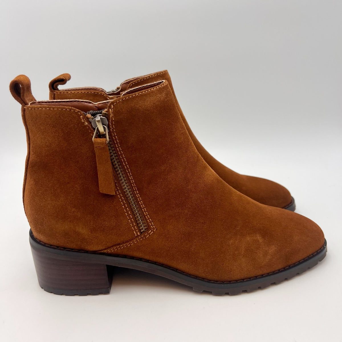 Blondo Womens Samara Ankle Booties Size 8 M Cognac Brown Suede Waterproof NIB