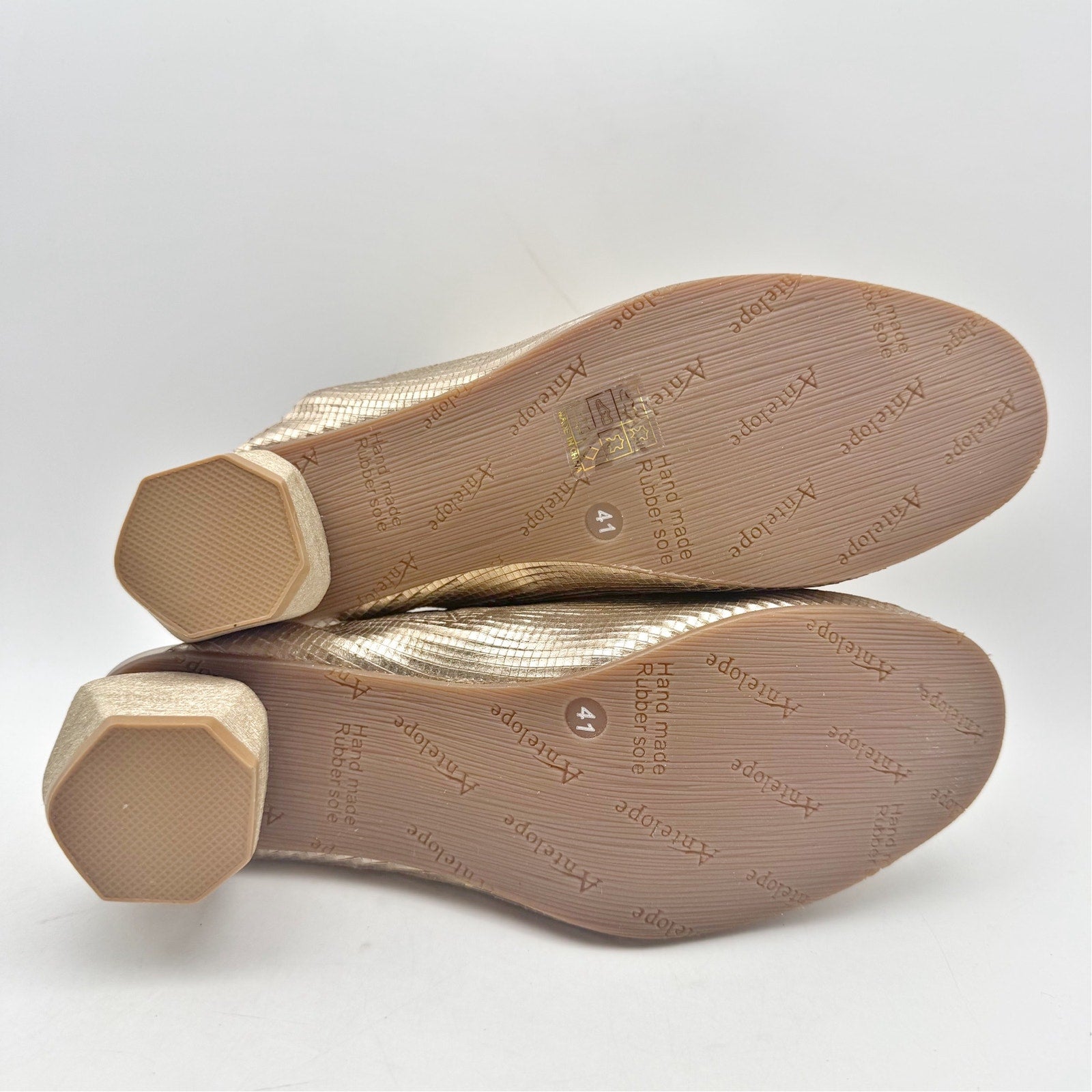 Antelope Womens Penni Mule Heels EU 41 US 10-10.5 Gold Leather NWOB