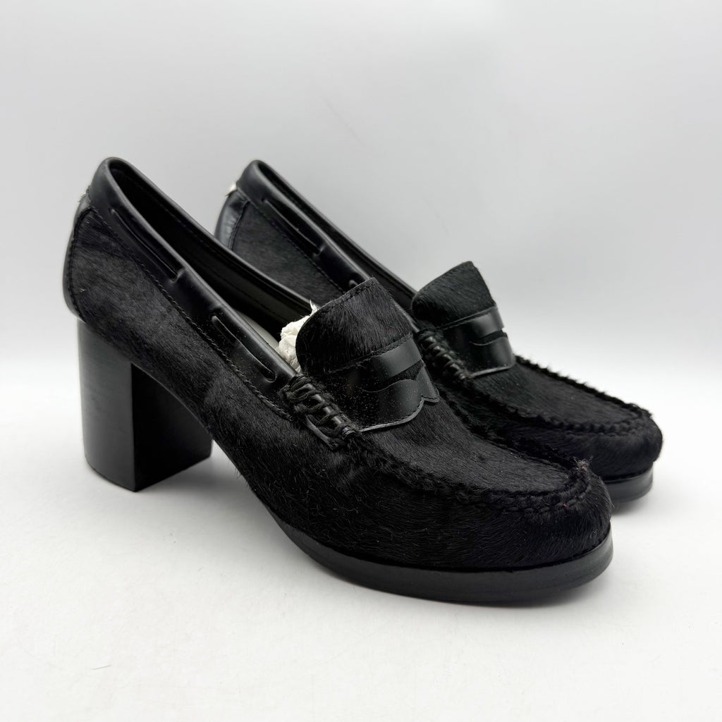 RE/DONE + Weejuns Womens Heeled Loafers US 9 M Black Calf Hair Leather NWOB