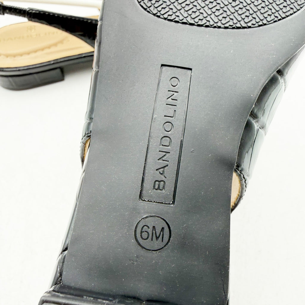 Bandolino Womens Aleeza Flats US 6 M Black Croc Vegan Leather NIB