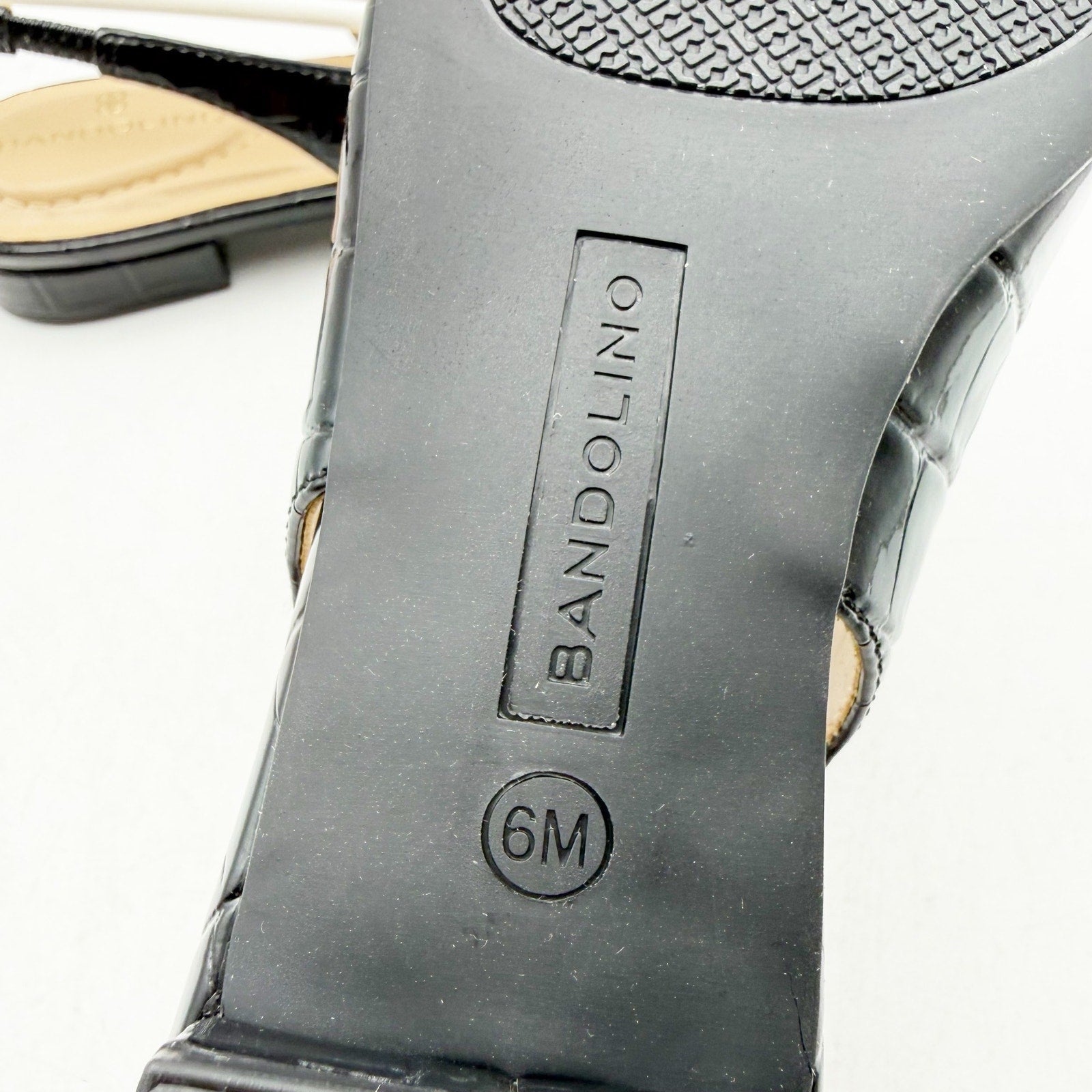 Bandolino Womens Aleeza Flats US 6 M Black Croc Vegan Leather NIB