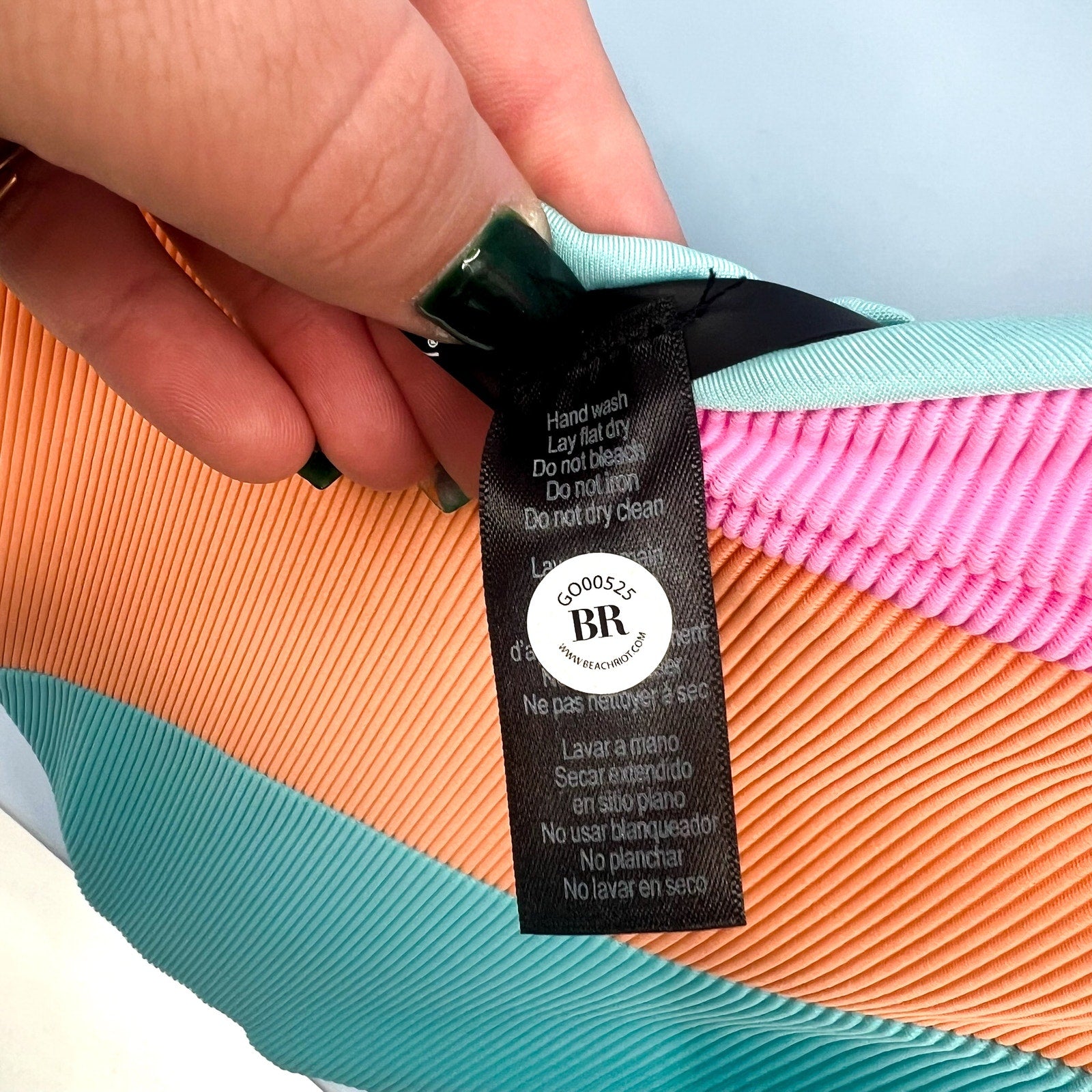BEACH RIOT Joyce One Shoulder One Piece Swimsuit Small Pink Blue NWOT