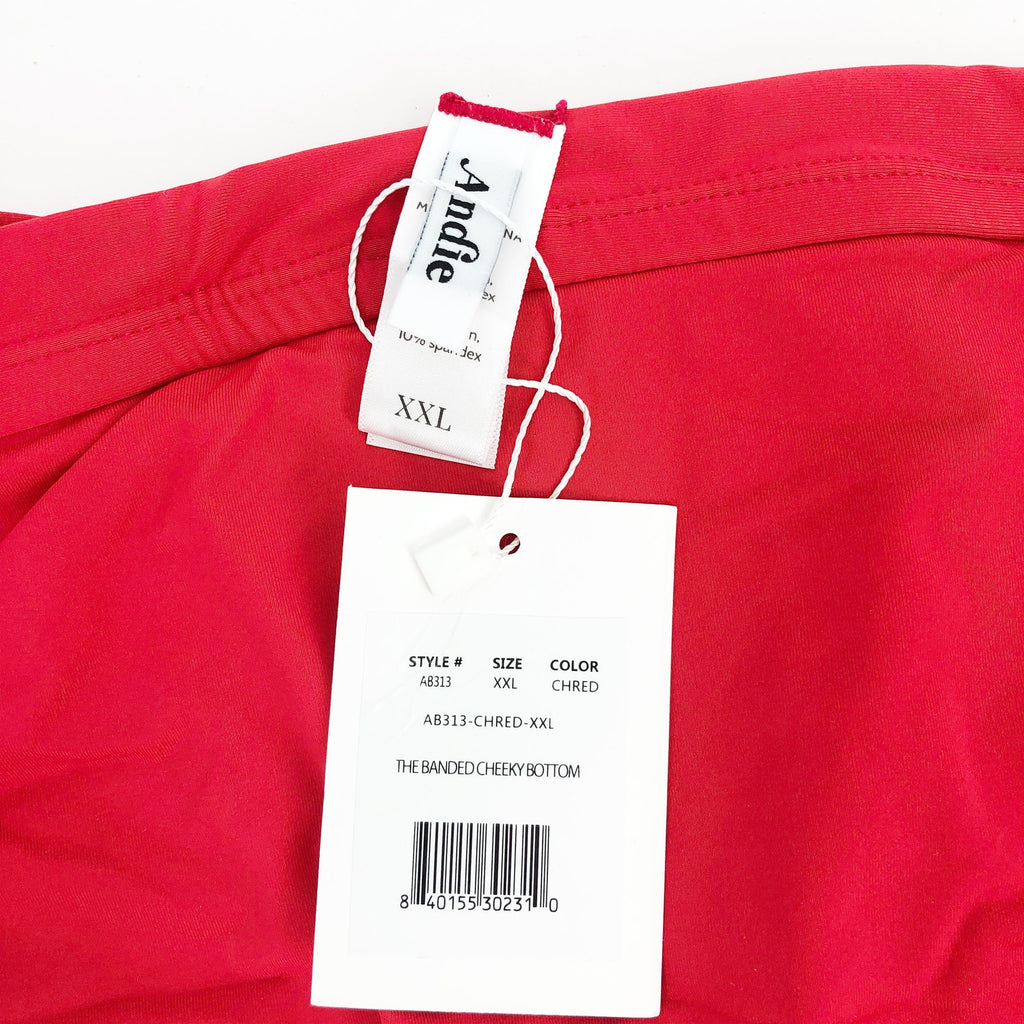 ANDIE SWIM Women's The Banded Cheeky Bikini Bottom XXL Flat Cherry Red NWT