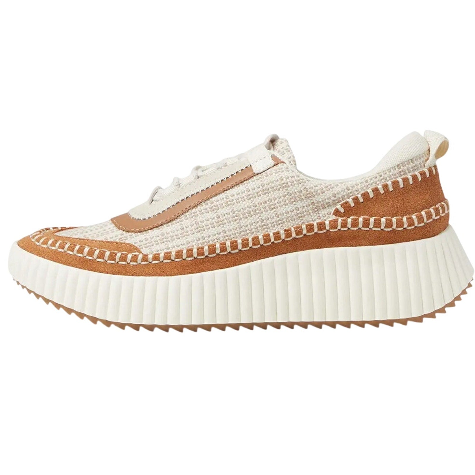Dolce Vita Womens Dolen Sneakers US 8 Ivory Tan Leather Lace-Up Closure NIB